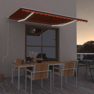 automaatne varikatus, LED, tuuleandur, 400x350 cm, oranž/pruun