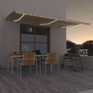 Маркиза светодиодная, выдвижная, ручная, 600x300 см, желтая, белая