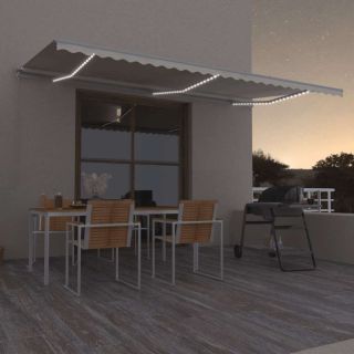 Ручная выдвижная маркиза со светодиодами, 600 x 300 см, кремовая