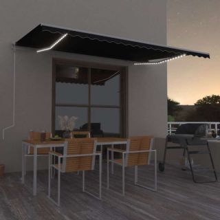 automaatne varikatus LEDi ja tuuleanduriga 500x300 cm tumehall