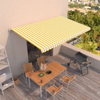 käsitsi sissetõmmatav varikatus, 500 x 300 cm kollane, valge