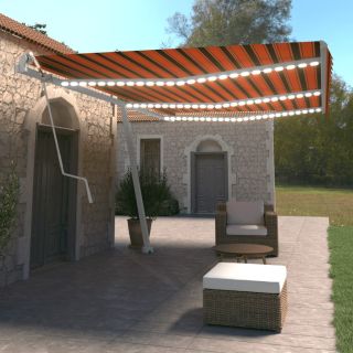 automaatne varikatus LED, tuuleandur 600 x 350 cm oranž/pruun