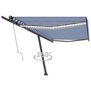 automaatne varikatus, LED, tuuleandur, 500x350 cm, sinine/valge