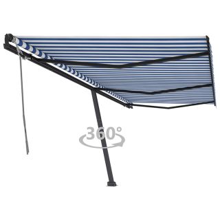 iseseisev käsitsitõmmatav varikatus, 600x350 cm, kollane/valge
