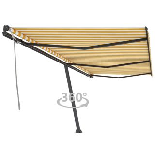 iseseisev käsitsitõmmatav varikatus, 600x350 cm, kollane/valge
