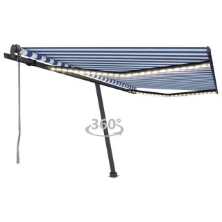 automaatne varikatus, LED, tuuleandur, 450x350 cm, sinine/valge