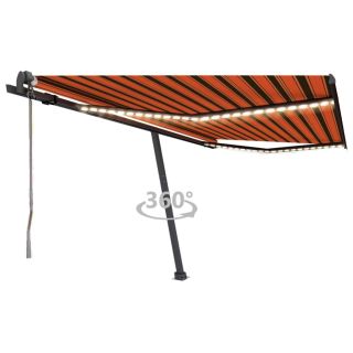 automaatne varikatus, LED, tuuleandur, 450x350 cm, oranž/pruun