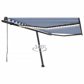 automaatne varikatus, LED, tuuleandur, 400x350 cm, sinine/valge