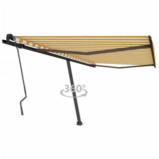 iseseisev käsitsitõmmatav varikatus, 450 x 350 cm kollane/valge