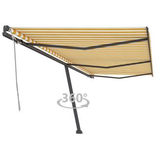 iseseisev käsitsitõmmatav varikatus, 600 x 300 cm, sinine/valge
