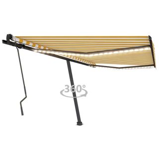 käsitsi sissetõmmatav varikatus LED, 400x300cm kollane ja valge