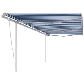 käsitsi sissetõmmatav varikatus, 6x3 m, sinine/valge