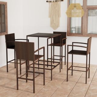 5-osaline aiabaari komplekt, polürotang, pruun