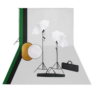 fotostuudiokomplekt lambid, taustapilt ja reflektor