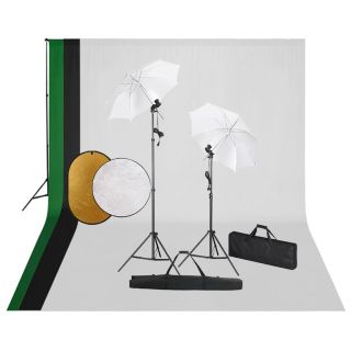fotostuudiokomplekt lambid, taustapilt ja reflektor