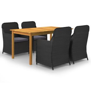 5-osaline aiamööbli söögikomplekt, must