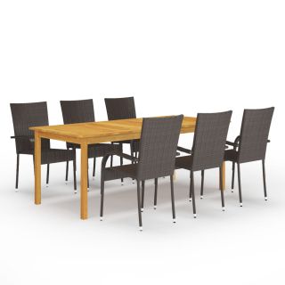 7-osaline aiamööbli komplekt, pruun