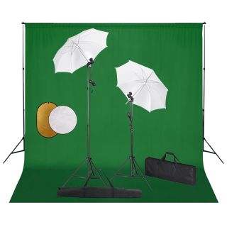 fotostuudiokomplekt lambid, vihmavari, taustapilt, reflektor