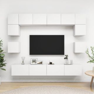 8-osaline telerikappide komplekt, valge, tehispuit