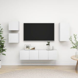 5-osaline telerikappide komplekt, valge, tehispuit