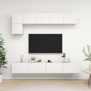 5-osaline telerikappide komplekt, valge, tehispuit