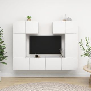 6-osaline telerikappide komplekt, valge, tehispuit