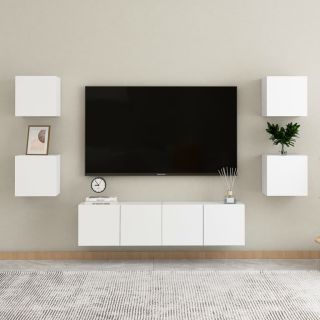 6-osaline telerikappide komplekt, valge, tehispuit