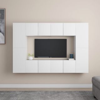 8-osaline telerikappide komplekt, valge, tehispuit