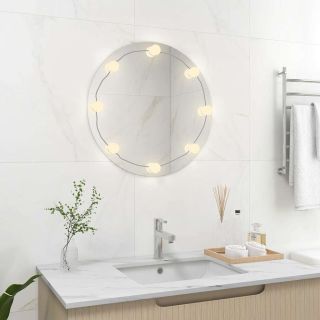 seinapeegel LED-tuledega, ümar, klaas