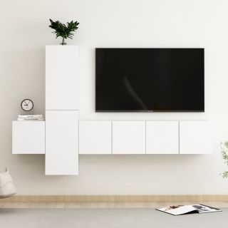 5-osaline telerikappide komplekt, valge, tehispuit