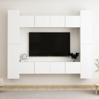 8-osaline telerikappide komplekt, valge, tehispuit