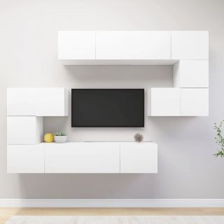 8-osaline telerikappide komplekt, valge, tehispuit