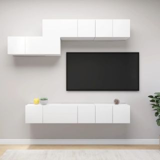 7-osaline telerikappide komplekt, valge, tehispuit