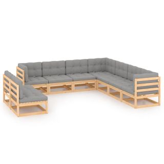 9-osaline aiamööbli komplekt patjadega, toekas männipuit