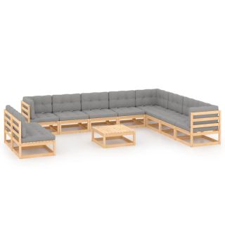 11-osaline aiadiivanikomplekt patjadega, männipuit