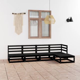 5-osaline aiamööbli komplekt, must, männipuit