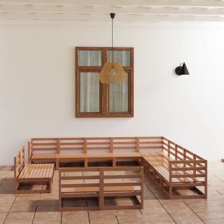 13-osaline aiamööbli komplekt, meekarva, männipuit