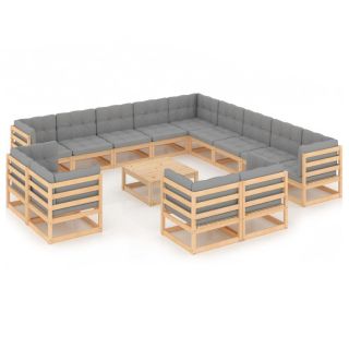14-osaline aiadiivanikomplekt patjadega, männipuit