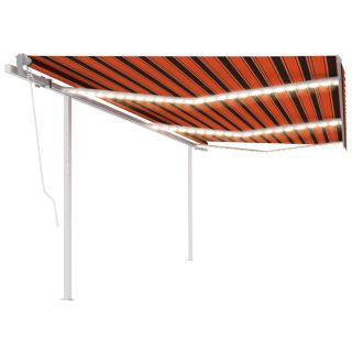 automaatne varikatus LED, tuuleandur, 6 x 3 m, oranž ja pruun
