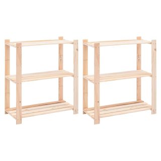 3-korruselised hoiuriiulid, 2 tk, 80x38x90 cm männipuit 150 kg