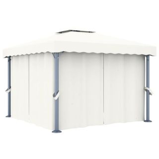 varjualune kardinaga 3 x 3 m, kreemjasvalge, alumiinium