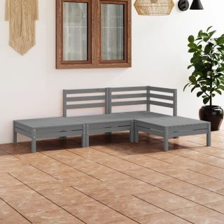 4-osaline aiamööblikomplekt, täismännipuit, hall