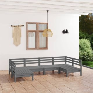 6-osaline aiadiivanikomplekt, hall, täismännipuit