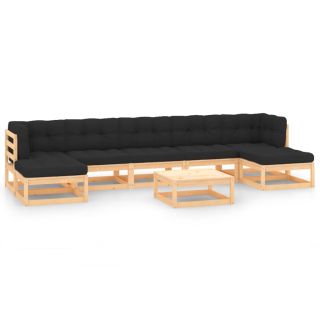 8-osaline aiamööblikomplekt patjadega, antratsiithall, mänd