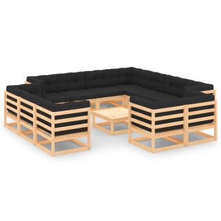 13-osaline aiamööblikomplekt patjadega, antratsiithall, mänd