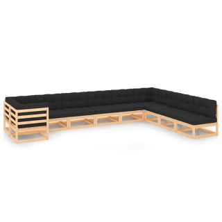 10-osaline aiamööblikomplekt patjadega, antratsiithall, mänd