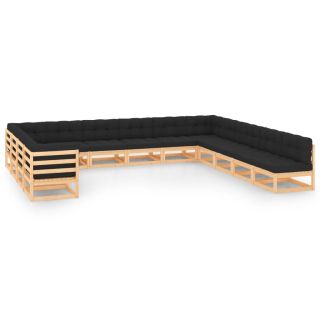 13-osaline aiamööblikomplekt patjadega, antratsiithall, mänd