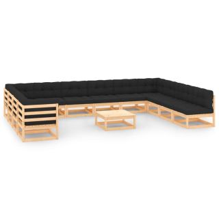 13-osaline aiamööblikomplekt patjadega, antratsiithall, mänd