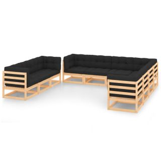 10-osaline aia mööblikomplekt patjadega, täispuit