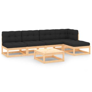 6-osaline aiamööbli komplekt patjadega, männipuit